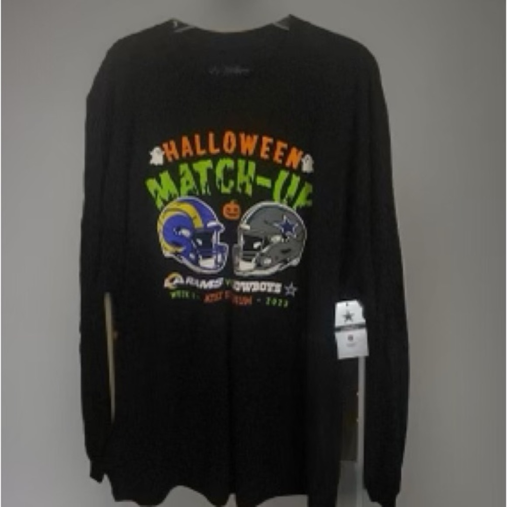 DALLAS
COWBOYS
vs. LA RAMS LS T-Shirt, Black, 2XL, HALLOWEEN MATCH-UP NWT